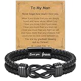 EPIRORA Gifts for Men - Black Braided Leather Infinity Knot Bracelets for Boyfriend Husband Lover, Mens Jewelry Gift for Christmas Birthday Anniversary Valentine's Day, To My Man Gifts