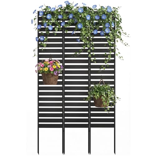 ArdeFentium Metal Privacy Screen Outdoor - 60 H X 36 W Freestanding Privacy Fence Panels with Stakes - Decorative Garden Air Conditioner Trash Can Pool Equipment Enclosure for Backyard Patio Wall