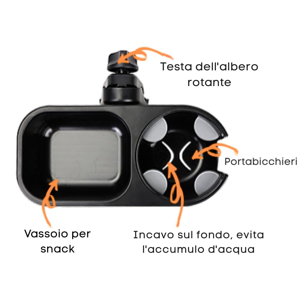 Vassoio Universale per Passeggino con Portabicchieri, Vassoio Snack Universale per Passeggino con Portabicchieri, Accessorio per Passeggino, Vassoio Snack per Passeggino