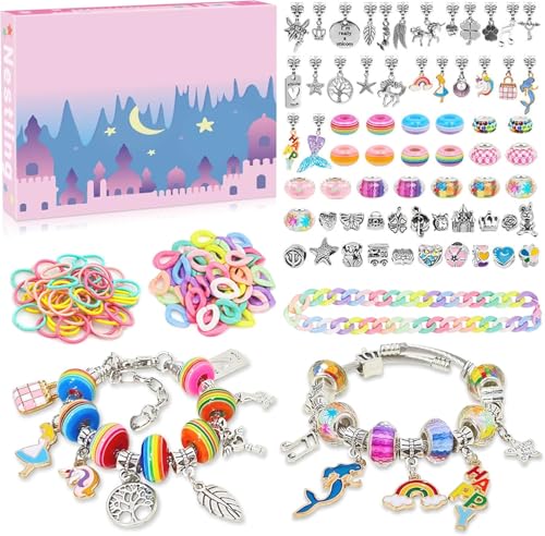 SINZUX Kit para Hacer Pulseras Niñas, Regalos 5 6 7 8 9 10 11 12 Años Juguetes Niños, Juegos para crear Joyas, Kit Manualidades Niños, Juego de Abalorios