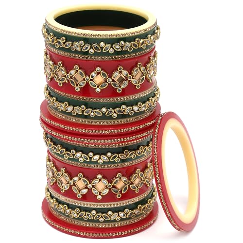 18 Gold-Plated Pearl & Zircon Gemstone Bangles Set