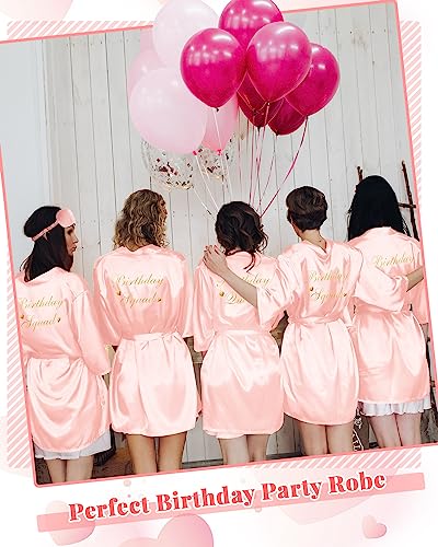 Image of Neer 21 Pcs Women Birthday Party Robe Set Queen Squad Kimono Satin Bathrobes with Eye Mask and Scrunchie for Birthday