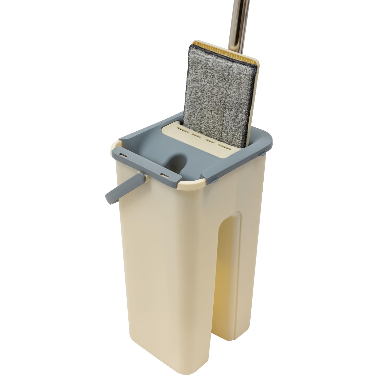 Juego de mopa para suelo (360° con cubo compacto, 10 fundas de microfibra para todas las superficies lisas)