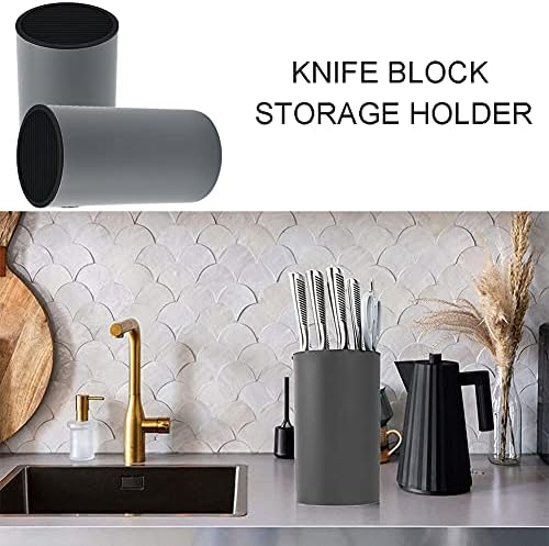 Knife Block Detachable Round Knife Holder Only Knife Storage Stand Keep Knives Organized and Clean (Grey)