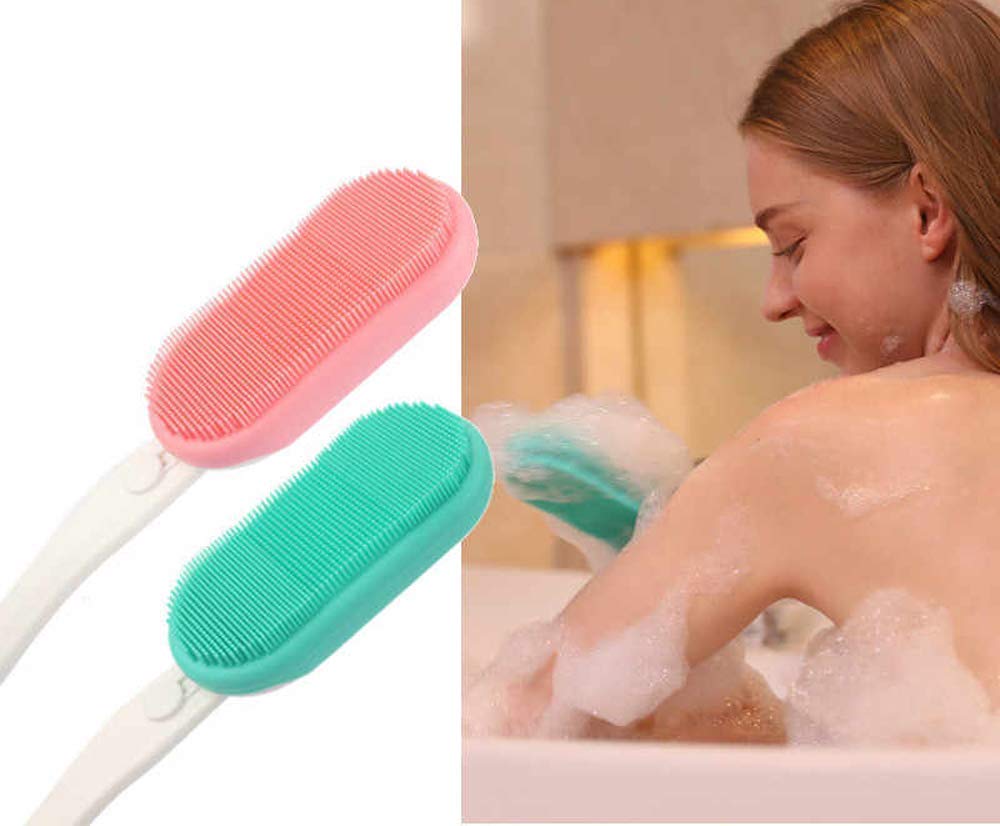 JENY 2in 1 Electric Bath Brush Massage Back Brush Silicone Shower Brush USB Charging Back Scrubber with Long Handle for Women Men Multicolor-image-16