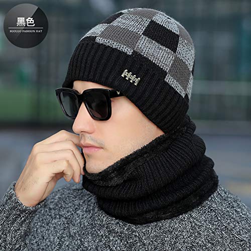Bonnet tricoté hiver homme chapeau velours carreaux cadeau