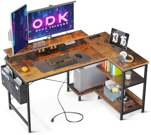 Scrivania A L VASAGLE - Per Computer, Gaming O Ufficio, 138x138cm, Greige E Nero - Foto 5