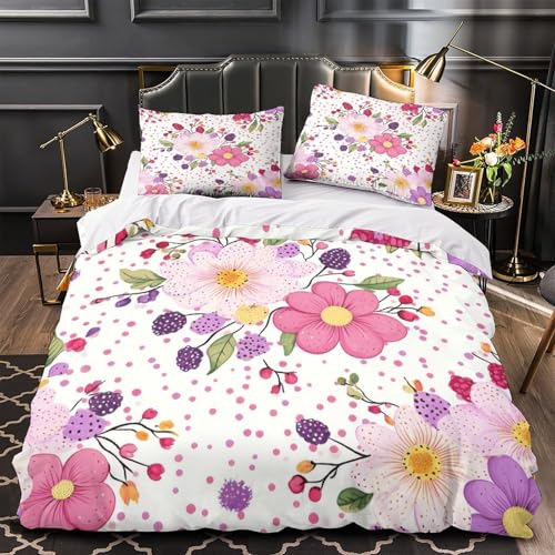 Housse de couette 260x220 fleurs super king imprimée