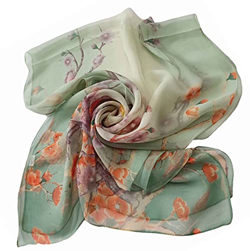 Image of Pokeedioty Scarfs for Women Lightweight Scarves Elegant Floral Pattern Sheer Scarfs Shawls Wraps