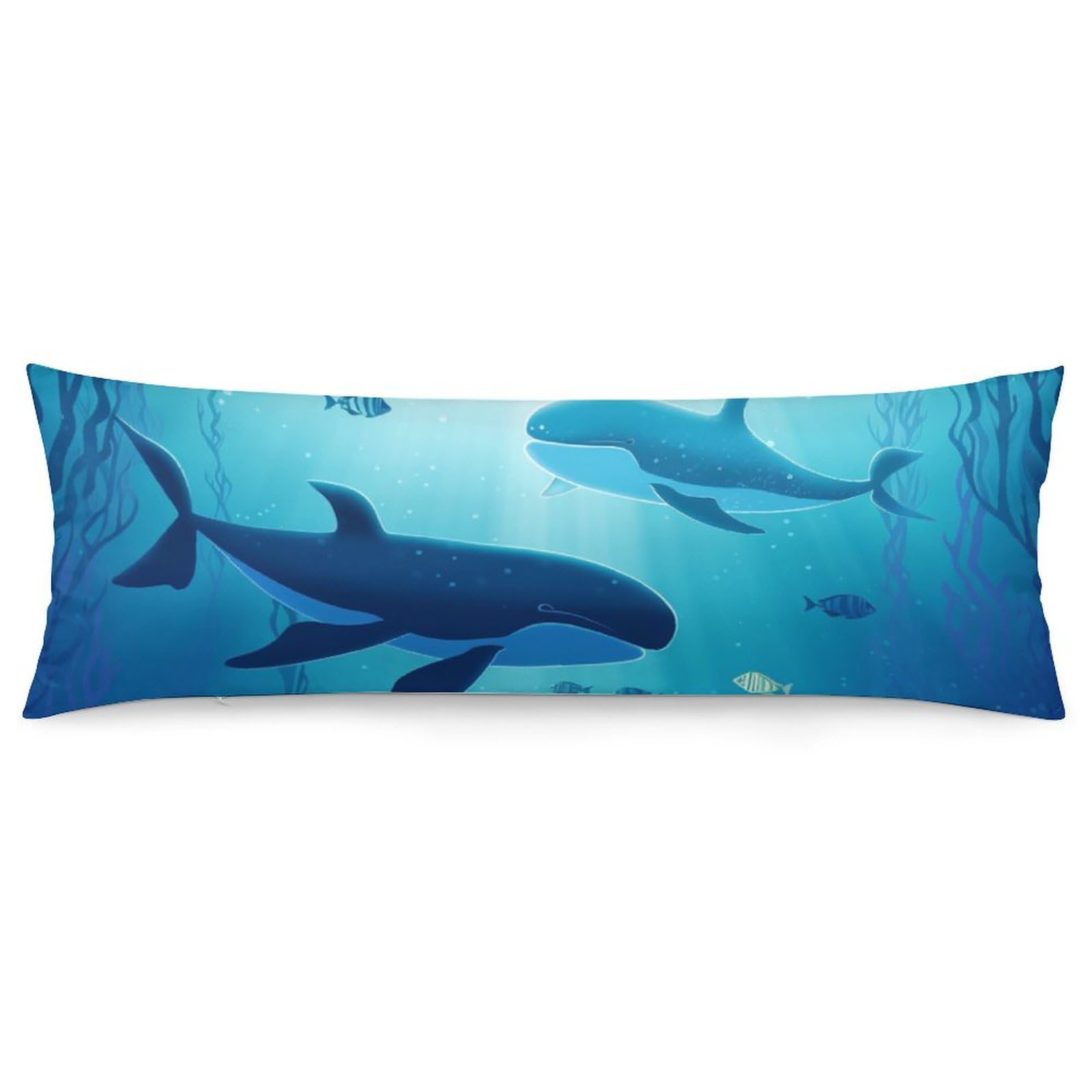 Housses de coussin literie motif baleines pour grand oreiller de corps de salon