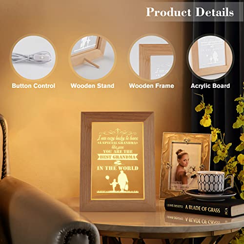 Funnli Christmas Gifts For Grandma, Engraved Night Light Grandma Birthday Gifts, Night Lamp With Wooden Frame Gifts For Grandma, Mothers Day Anniversary Birthday Gifts For Grandma From Grandchildren #TOP2