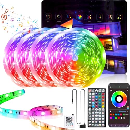 Image of GANZQH Music Sync Color Changing Led Lights for Bedroom 400ft (4 Rolls of 100ft), LED Strip Lights with Remote and App Control, Led Light Strip for Room, Christmas, Home Decor