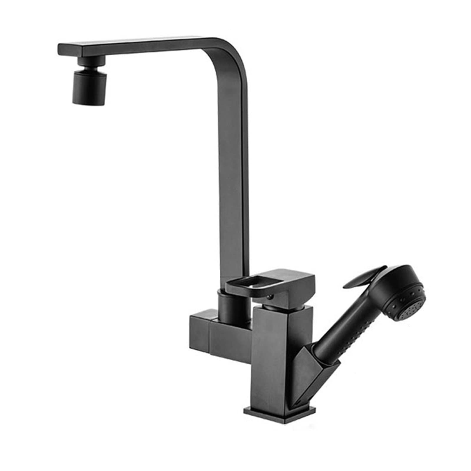 Robinet de cuisine avec douchette extractible mitigeur eau chaude froide en laiton noir