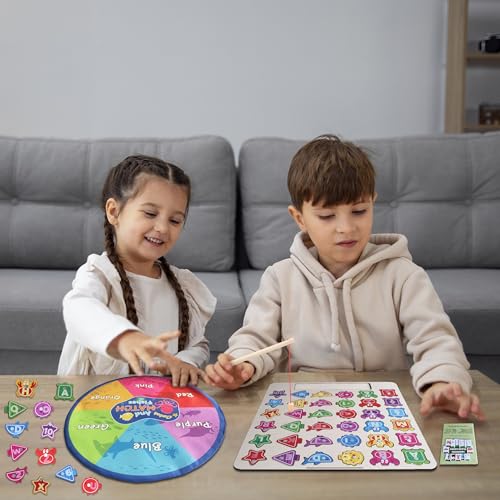 Image of Lefan Wooden 3in1 Fishing Rope Game - Educational Toys for 3 Year Old - Magnetic Rope, Spelling Learning, ABCD for Kids, Color and Shape Sorting, Montessori Kids Activity Toys, 2 Years