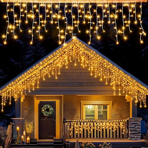 Dazzle Bright Eisregen Lichterkette Außen, 10M 400LED Warmweiß...