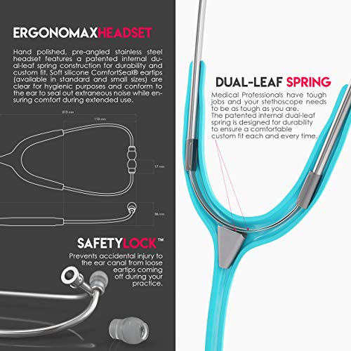Mdf Acoustica Lightweight Stethoscope For Doctors, Nurses, Students, Home Health Use, Adult, Dual Head, Pastel Blue Tube, Silver Chestpiece-Headset, Mdf747Xp03 #TOP4