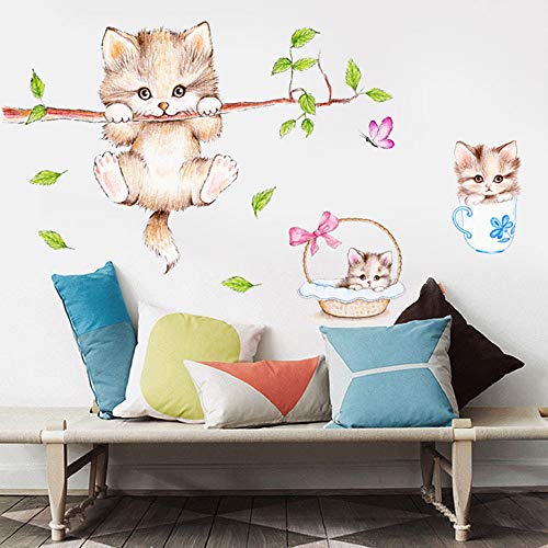 Vinilo Decorativo Gato y Mariposa, 60x44 cm miniatura 3
