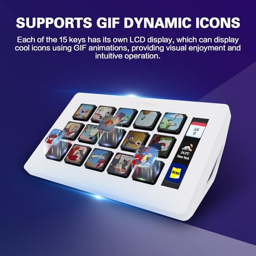 Basicolor Macro Pad,Stream Controller Deck with 15 Customizable Macro Keys Compatible with OBS/PowerPoint/Excel/YouTube/Word/Photoshop/Adobe Premiere Pro Windows 10/Mac14.0 (293SV3) White - Image 4
