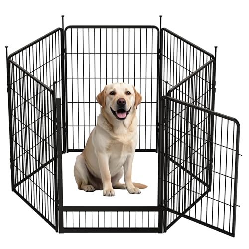 SunsGrove Recinto per Cani 6 Pannelli 100 cm con Porta Larga Recinto Antiruggine per Esterno Facile Installazione nel Terreno Ideale per Giardino Campeggio e RV Nero