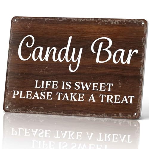 Candy Bar Life Is Sweet Vintage Tin Metal Sign, 8X12 Inch, Wall Plaque Decor For Wedding, Party, Kitchen, Gift Idea For Candy Hobbyists, Home Wall Decor