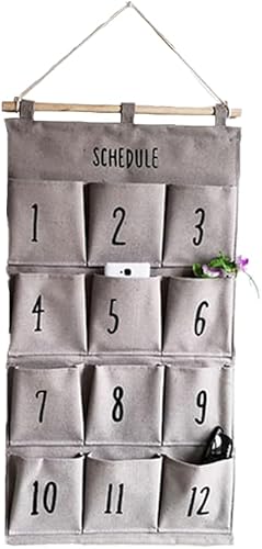 Miniatura 1 de Kamuavni Soporte para calculadora de aula con 12 bolsillos numerados y bolsillos para teléfono celular, organizador para colgar en la puerta y la