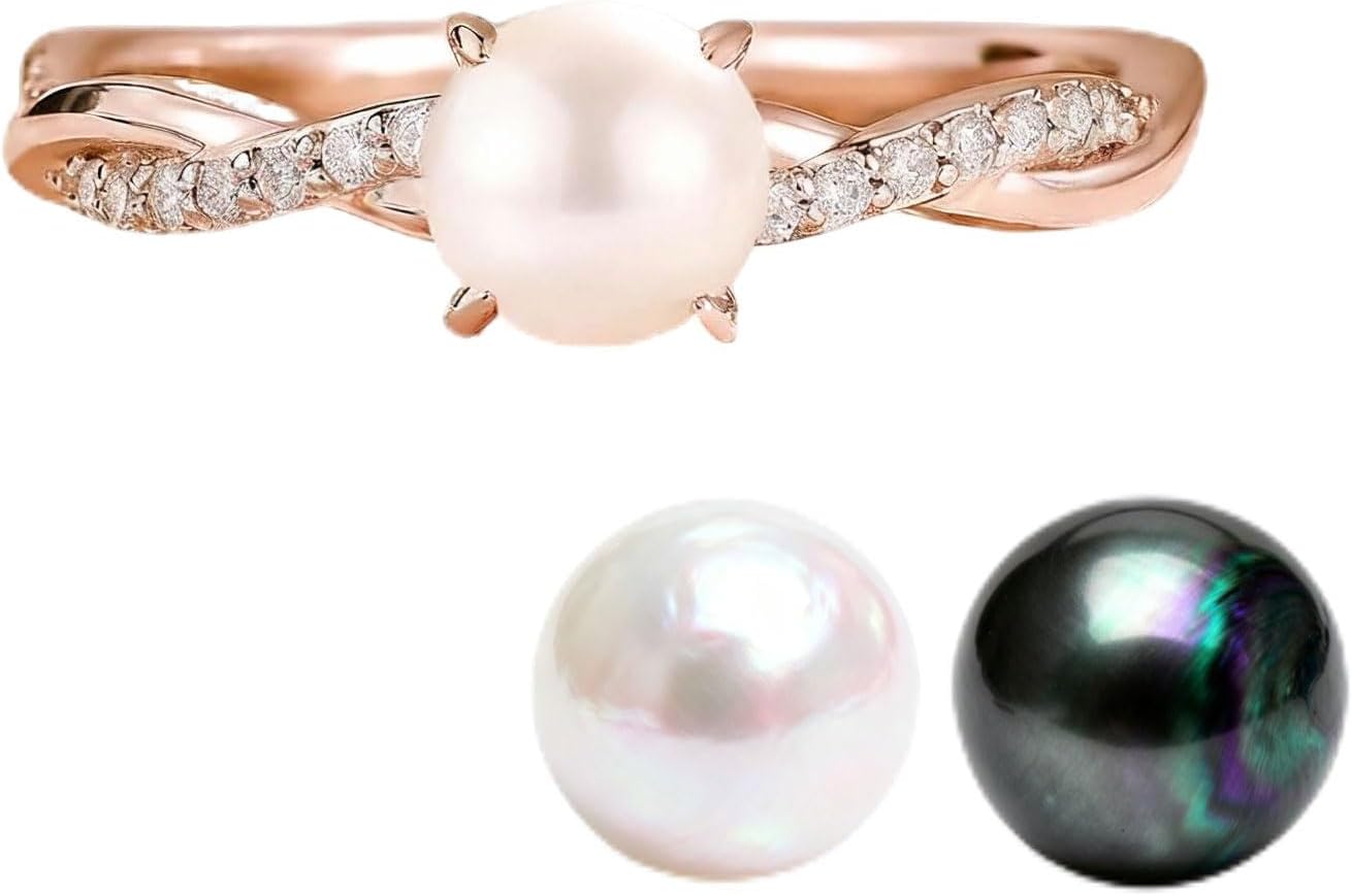 10K 14K 18K Gold Freshwater Cultured Pearl Engagement Ring/Wedding Sets for Women Moissanite and Pearl Ring Size 3-16
