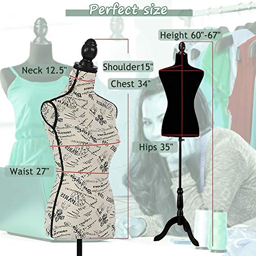 Mannequin Torso Manikin Dress Form Adjustable Manican Bodies For Clothes, 60-67 Inch Female Standing Mannequin With Tripod Stand Sewing Dress Form For Display Women Clothes Jewelry #TOP2