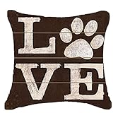 FELENIW. Retro Pug pet Dog Pug Dog Paws Love Sunglasses Throw Pillow Cover Cushion Case Cotton Linen...