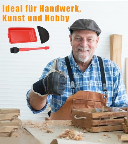 T TAKONE 3pcs Leimroller Holzleim-Set, 1 Pinsel, 1 Kamm und 1 Tablett, Schnell und Gleichmäßig Auftragen，Anwendbar auf Handwerk, Holzbearbeitung Klebeprojekte