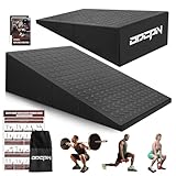Squat Wedge Block, 2 Pcs Non-slip Heel Elevated Squat Wedge for Weightlifting Workout with Storage & Training Poster, Slant Board for Squats to Improve Squat Mobility Balance & Strength Performance