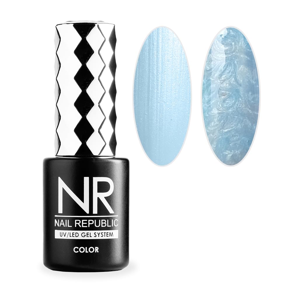 Nail Gel Polish NAIL REPUBLIC Pearl Effect Mother-of-Pearl Waves, High Pigment, UV LED Soak Off Gel, 10 ml (15)-image-43
