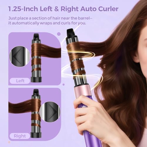 Vincofy 7 in 1 Blow Dryer Brush Set – Hot Air Styler for Fast Drying, Curling, Straightening & Volumizing – Ionic Hair Dryer Brush with 1500W Power – No Heat Damage for All Hair Types – Purple - view 3