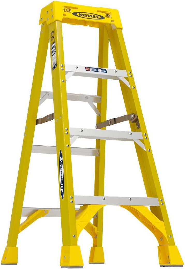 Generic Werner 6304 Fiberglass 4' Yellow Step Ladder - 375 lb. Load Capacity Type 1AA