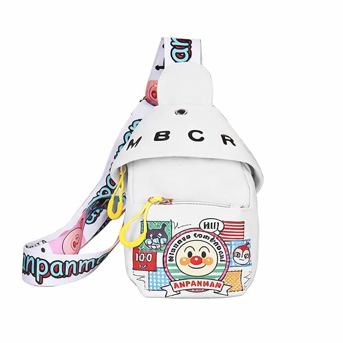 Cartoon Canvas Sling Bag for Kids (Girls & Boys) – Small Shoulder & Chest Messenger Bag, Lightweight Crossbody Bag, Random Cartoon Print (White)-image-21