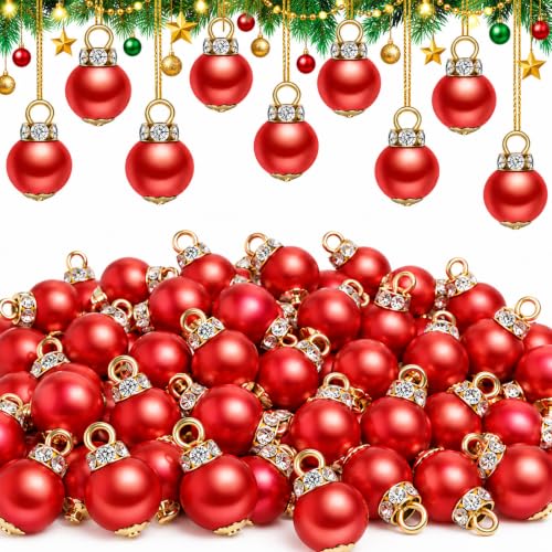 Mini bolas de Navidad, 100 unidades, color rojo oscuro para mini árboles de