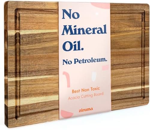 Non-Toxic Acacia Wood Cutting Board, Mineral Oil & Plastic Free, ...