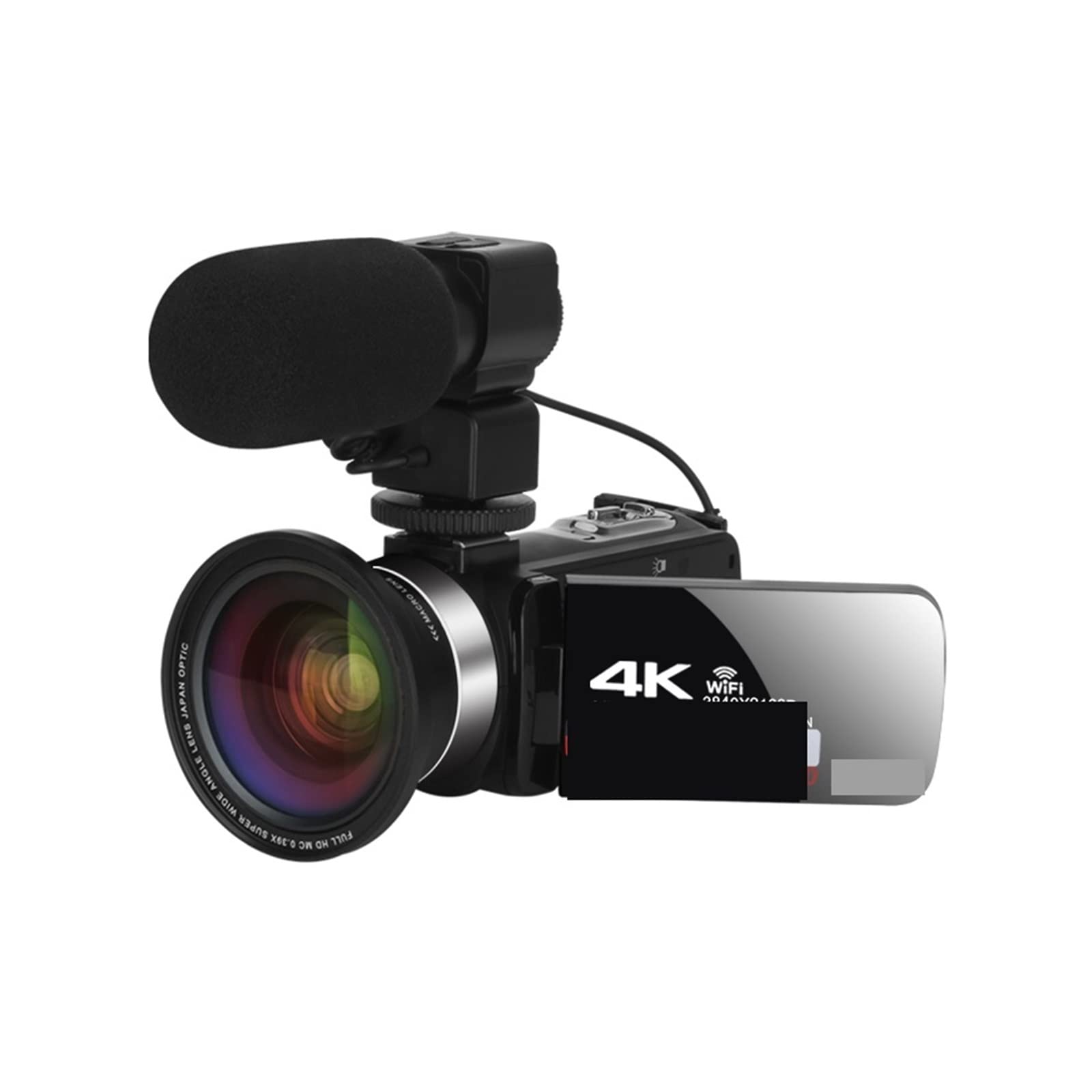 CVFRDD Full 4K UHD Digital Camera Stream Camera 4K Vlog Camcorder 18X 48MP Digital Video Recorder Webcam Time Lapse(128G SD Card,With Lens MIC)