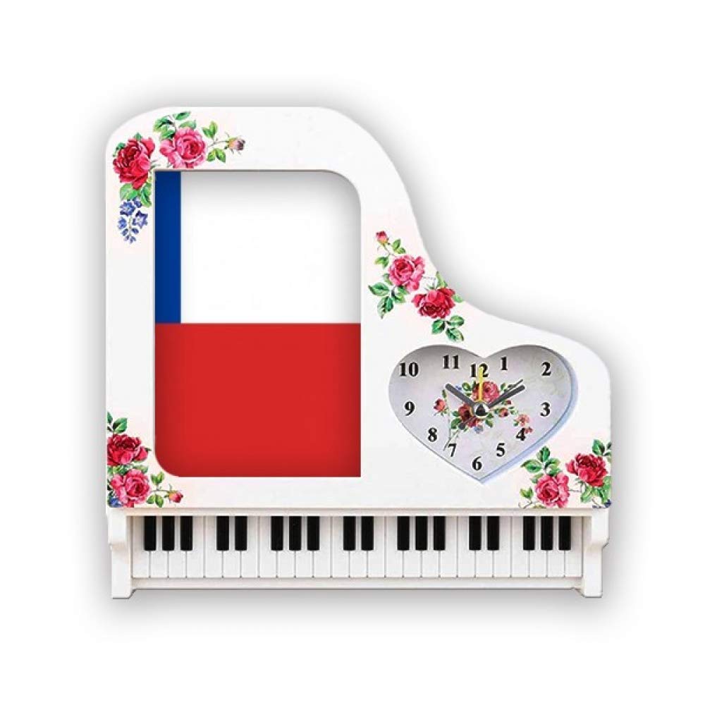 Réveil avec cadre photo drapeau Chili pour table de chevet