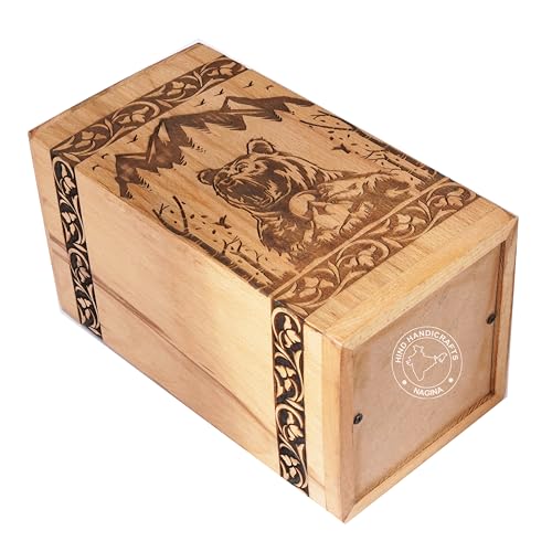 Image of Handcrafted Floral Engraved Wooden Urns for Human Ashes Adult Large - Cremation Urn for Ashes - Burial Urn for Columbarium - Funeral Urn Box (Mountain Beer 1, 250 LB - Beechwood)