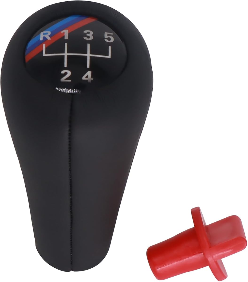 HiSport Gear Shifter Knob,5-Speed Leather Car Stick Shifting Knobs Lever | Compatible With BMW E34 E39 M5 M3 M6 E36 E46 E21 E30 and Most Manual Transmission Vehicle