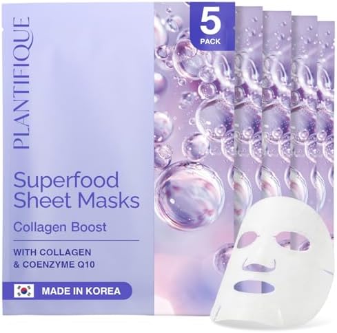 PLANTIFIQUE Mascarilla Facial Coreana - 5 Unidades con Colágeno, ...