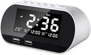 Alarm Clocks for Bedrooms, Led Digital Alarm Clock Radio with Fm Radio, Dual Usb Port for Charger, Dimmer Snooze Sleep Timer,