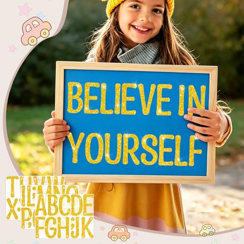 Image of Glitter Gold Letter Stickers,4 Inch Large Sticker Letters for Poster Board | 160 PCS,Self-Adhesive,Vinyl Alphabet Stickers,Bulletin Board Letters for Classroom,Party,DIY Crafts,Home,Office,Mailbox Decor