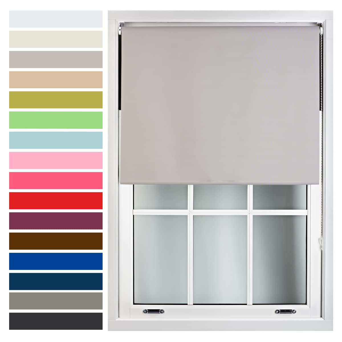 FURNISHED Custom-Made Premium Roller Blinds - Blackout Window Blinds with Metal Fittings - Thermal Insulated and Energy-Efficient - Made to Measure Grey, 150W x 165H cm