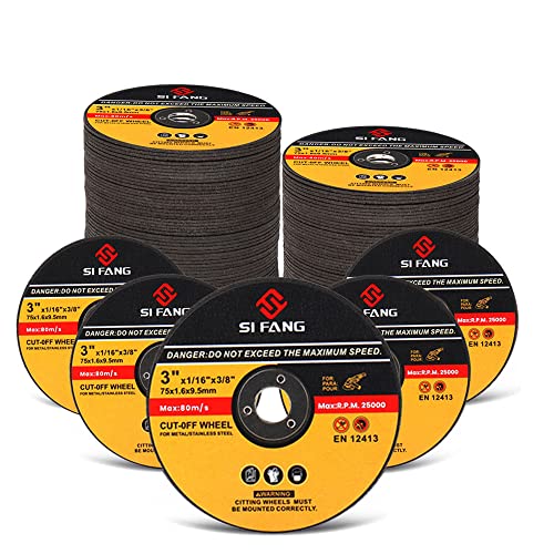 SI FANG Lot de 25 disques de coupe en acier inoxydable 75 mm x 1,6 mm x 9,5 mm pour meuleuse d'angle, Disque à tronçonner fin de 1,6 mm d'épaisseur, Disque...