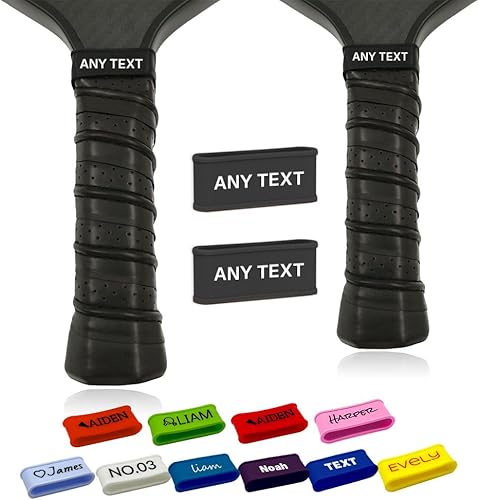 HDSD 2 bandas de nombre de paleta de pickleball personalizadas, accesorios de etiqueta de nombre de paleta de pickleball personalizados de silicona