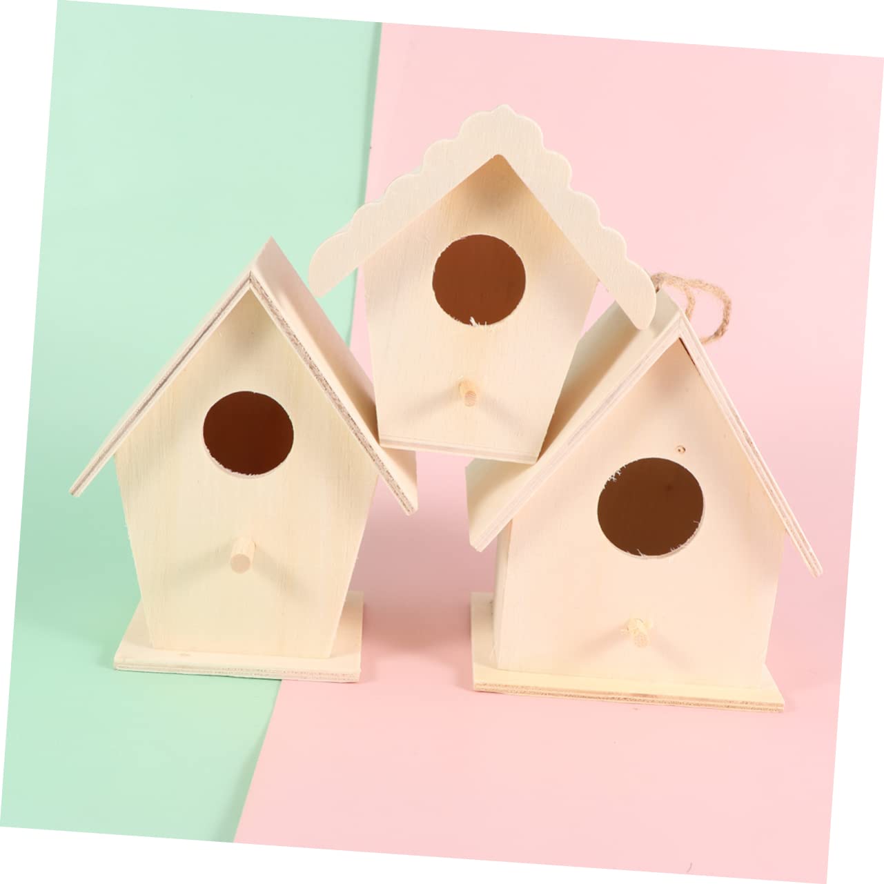SEWACC 6 Stück Teiliges Diy Holzbausatz Vogelhaus Pädagogisches Bastelspielzeug für Bemalbarer Nistkasten mit Stabilem Standfuß Robuste Holzqualität als Dekoratives Desktopornament für