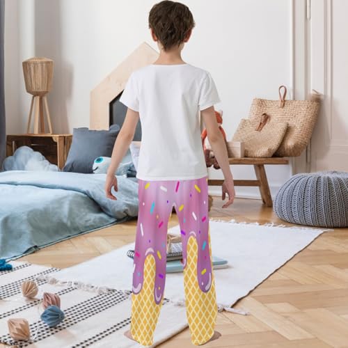 Boy's Pants Pink White Ice Cream Jogger Pants Elastic Waist Long Bottoms Trousers with Pockets 6-14 Years3