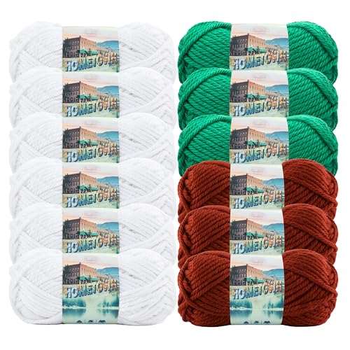 Image of Lion Brand Yarn, Hometown Super Bulky Yarn, Classic Christmas Pack, 12 Skeins