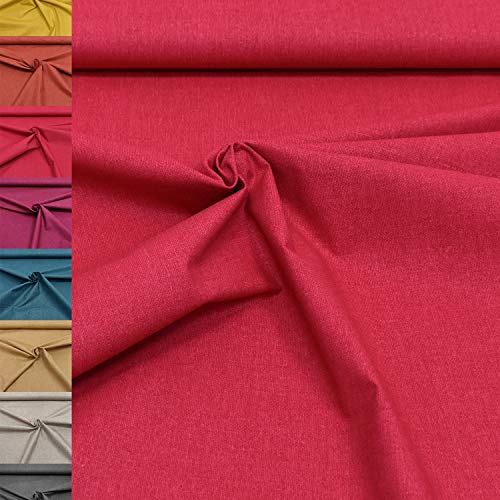 MAGAM-Stoffe Nele Baumwollstoff mit Leinen-Optik Oeko-Tex Meterware 50cm (04. Beeren-Rot)